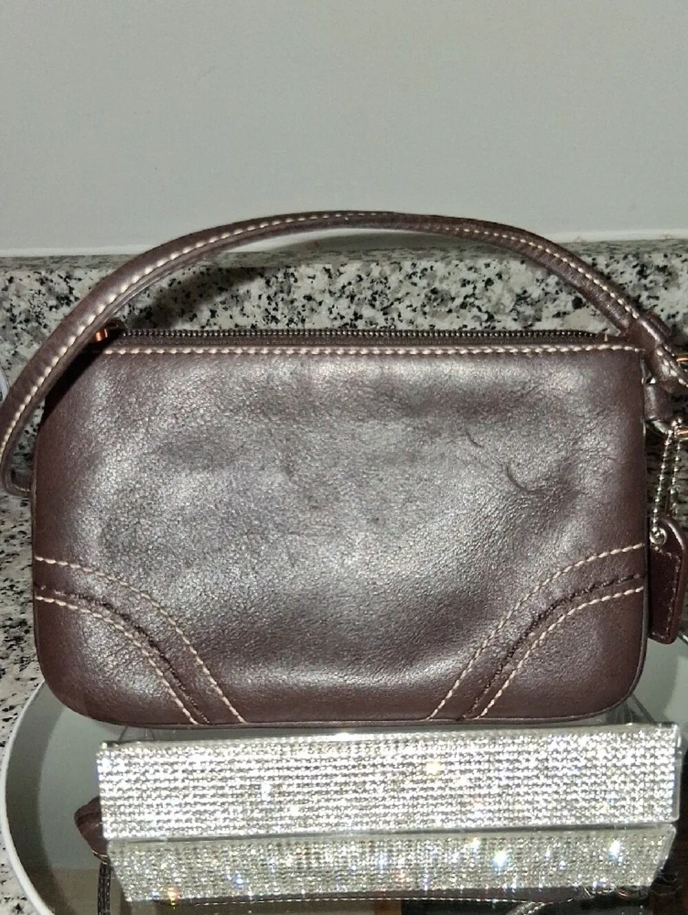 Coach Dark Brown Leather Wristlet Clutch - Picture 4 of 6